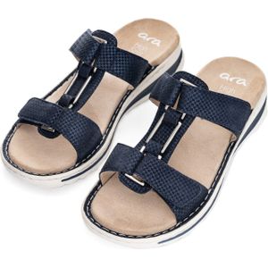 Schoenen - Sleehak - Nachtblauw - Slippers met Sieraandeel - Klittenbandsluitingen