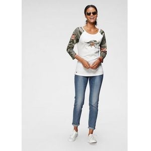 KangaROOS Shirt met 3/4-mouwen met camouflagekleurige mouwen en frontprint