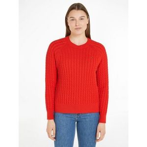 Tommy Hilfiger Trui met ronde hals CO CABLE C-NK SWEATER met all-over kabelpatroon