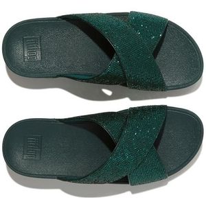 Fitflop Sleehakmuiltjes Lulu Glitterball Slide badslippers, slides, sandaal, kruisbandage bezet met glinsterende steentjes