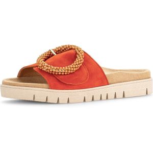 Gabor Slippers , plateau, zomerschoen, slippers met sierparels aan de decoratieve gesp