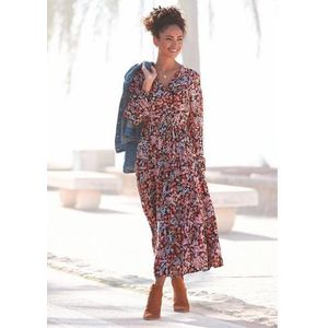 Lascana Maxi-jurk met bloemenprint en v-hals, zomerjurk