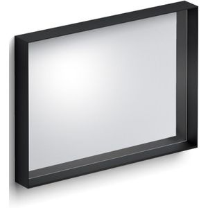 Clou look at me spiegel met omlijsting mat zwart en inleg planchet in glas 70x8x50 cm