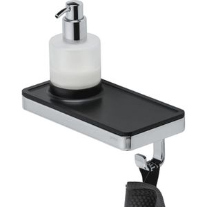 Planchet met zeepdispenser en handdoekhaak geesa frame zwart chroom