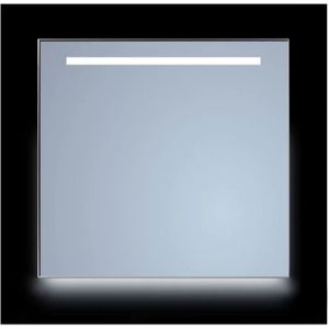 Spiegel sanicare q-mirrors 65x70 cm vierkant met aan de bovenkant & onderzijde led cold white, omlijsting mat zwart incl. Ophangmateriaal zonder