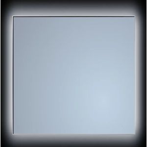 Spiegel sanicare q-mirrors 80x70 cm vierkant met rondom led warm white, omlijsting mat zwart incl. Ophangmateriaal met afstandsbediening