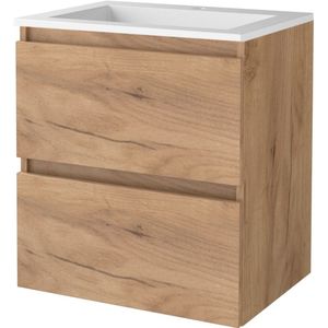 Badmeubelset bws salt 60x46 cm greeploos 2 lades met wastafel acryl 1 kraangat whisky oak