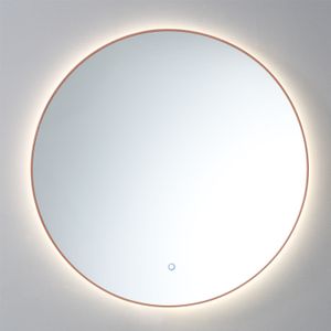 Spiegel sanilux rond met led verlichting 3 kleuren instelbaar & dimbaar 80 cm met spiegelverwarming brons