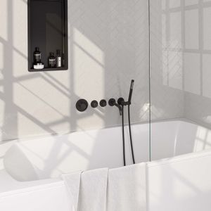 Inbouwthermostaat set Brauer Carving Met Rozetten Incl Baduitloop Mat Zwart (Keuze Handdouche)