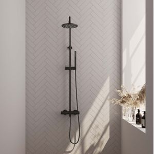 Opbouw Regendoucheset Brauer Black Edition Thermostatisch Mat Zwart (Alle Opties)