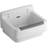 Uitstort gootsteen sphinx 300 met stootrand en overloop 46x36x22 cm keramiek wit