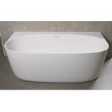 Halfvrijstaand bad luca sanitair vasca 175x91x60 cm solid surface met overloop mat wit
