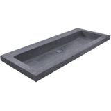 Bws wastafel hardsteen 100x46x5 cm 2 kraangaten mat zwart