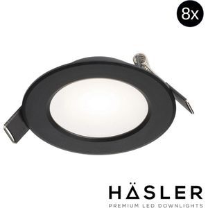 Inbouwspot Häsler Murcia Incl. Fase Aansnijding Dimbaar 9.2 cm 4 Watt Helder Wit Zwart Set 8x