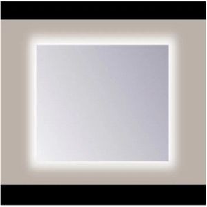 Spiegel sanicare q-mirrors 60x60 cm pp-geslepen vierkant met rondom led warm white en afstandsbediening incl. Ophangmateriaal