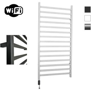 Elektrische Radiator Sanicare HWV - Qubic Met Wifi 126,4x60 cm Wit 773W Met Thermostaat Zwart Linksonder