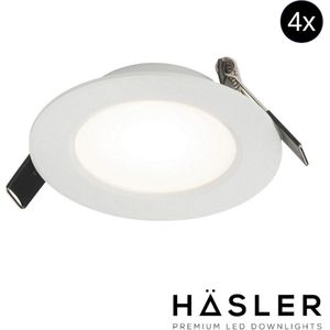 Inbouwspot häsler toscana incl. Fase aansnijding dimbaar 9.2 cm 4 watt helder wit rvs wit set 4x