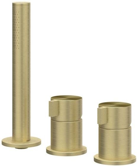 Badrandcombinatie IVY Tribe 3-gats Mengkraan Met Uittrekbare Handdouche Zonder Uitloop RVS316 Geborsteld Mat Goud PVD