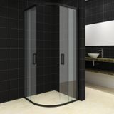 Douchecabine bws lusso schuifdeur hoekinstap kwartrond 80x80 cm 5 mm mat zwart