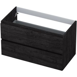 Onderkast INK 2 laden greeploos met houten keerlijst 90 cm x 45 cm x 52 cm Houtskool eiken 1257138