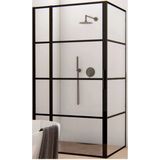 Bws douchecabine frame 90x70 cm 8 mm nano glas mat zwart raster