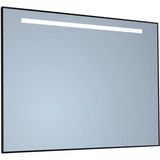 Spiegel sanicare q-mirrors 60x70 cm vierkant met aan de bovenkant led warm white, omlijsting aluminium incl. Ophangmateriaal