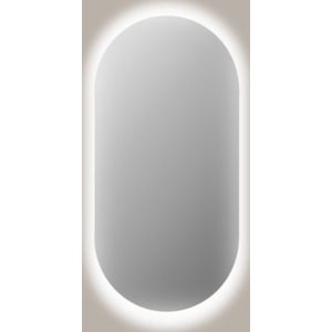 Spiegel sanicare q-mirrors 40x100 cm ovaal/rond met rondom led cold white incl. Ophangmateriaal met sensor