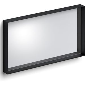 Clou look at me spiegel met omlijsting mat zwart en inleg planchet in glas 90x8x50 cm