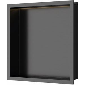Inbouwnis Luca Sanitair 30x30x6,5cm RVS Gunmetal PVD + LED verlichting