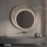 Designspiegel martens design athene rond met frame en indirecte led verlichting 90 cm geborsteld brons