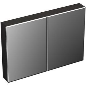 Spiegelkast forzalaqua uni 100x68.5x12.5 cm 2 deuren tweezijdig spiegel eiken black oiled