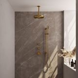 BRAUER - Stripe - Thermostatische Inbouw Regendouche - Goud Geborsteld PVD - SET 09 - 25cm Douchekop