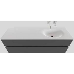 Badkamermeubel Solid Surface BWS Stockholm 150x46 cm Rechts Mat Antraciet (zonder kraangat)