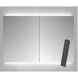 Spiegelkast sanicare qlassics ambiance 100x60 cm met dubbelzijdige spiegeldeuren, led verlichting en afstandsbediening truffel