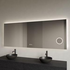 Spiegel BWS GlintEdge Rechthoekig 140 x 70 cm Incl. Spiegelverwarming, Scheerspiegel en Indirect LED-verlichting Rondom