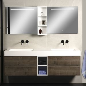 Badkamerspiegel xenz lazise 200x70 cm met led verlichting en spiegelverwarming