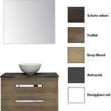 Badkamermeubelset sanicare q11 2 laden inclusief wastafelblad grey- of black-stone 100 cm (alle kleuren, spiegel optioneel)