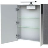 Spiegelkast allibert juno led verlichting 80x75.2x16 cm softclose deuren donkergrijs eik