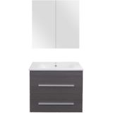 Badmeubelset differnz style 60x45x48 cm spiegelkast softclose zwart eiken