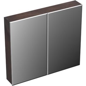 Spiegelkast forzalaqua uni 80x12.5x68.8 cm 2 deuren tweezijdig spiegel eiken charcoal
