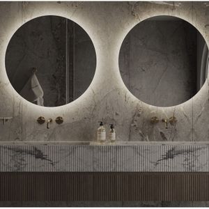 Spiegel martens design rotondo 80 cm met indirecte en direct verlichting rondom en spiegelverwarming