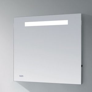 Spiegel Sanitop met LED Verlichting en Geintegreerde Klok Aluminium Geborsteld (In 8 maten)