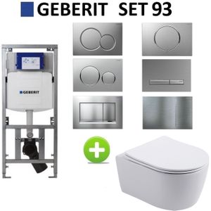 Geberit up320 Toiletset BWS Mudo | Randloos met Zitting | Mat Wit | Sigma Drukplaat