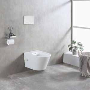 Wiesbaden - Bidesta Rimless - Wandcloset - Mat Wit - Met Bidetkraan Warm en Koud