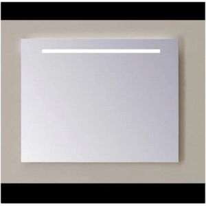 Spiegel sanicare q-mirrors 65x60 cm pp-geslepen vierkant met boven & onder gezandstraalde strook led warm white incl. Ophangmateriaal