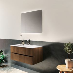 Badkamerspiegel xenz garda 90x70 cm met ledverlichting boven- en onderzijde en spiegelverwarming