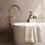 BRAUER - Stripe - Vrijstaande Badmengkraan - Goud Geborsteld PVD - SET 01 - Staaf Handdouche - Doucheslang