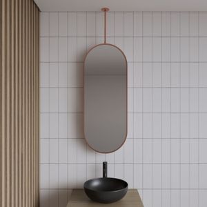 Spiegel Gliss Halo - Koper - 90x40 cm - Met Plafondbevestiging