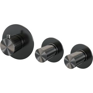 Brauer - Stripe - Inbouwthermostaat en 2 Stopkranen - Gunmetal - Geborsteld PVD