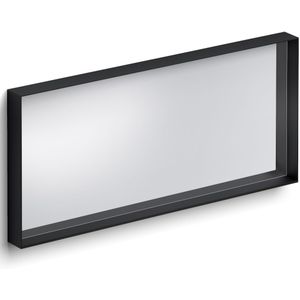 Clou look at me spiegel met omlijsting mat zwart en inleg planchet in glas 110x8x50 cm